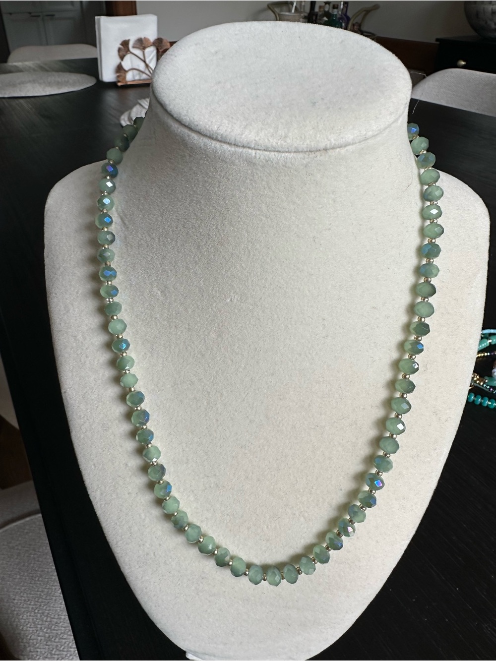 Crystal Green Beaded Necklace